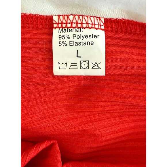 Red Ribbed Cut-Out Halter Midi Dress With Side Slit Adjustable Straps And Tie Fr - Picture 5 of 5